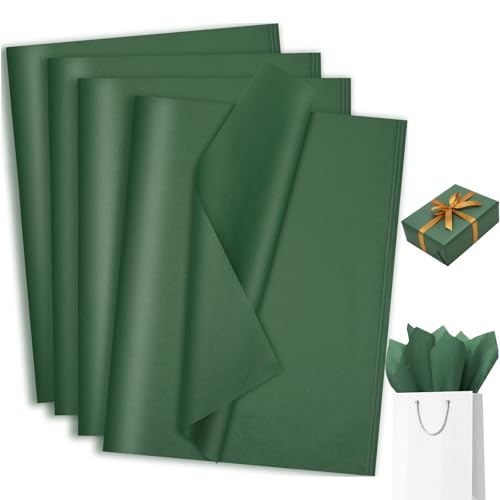 woric 160 Sheets Dark Green Tissue Paper for Gift Bags 20 X 14 Inches - color: Forest Green