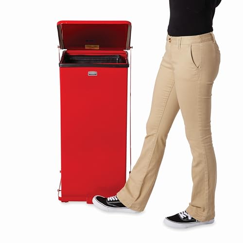 Rubbermaid Commercial Products Defenders Biohazard Steel Trash Can Step-On 13 GAL Red Hospital/Doctor's Office/Healthcare Facilities - color: Red, size: 13G