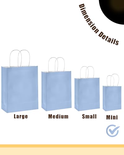 qiqee 24PCS Mini Gift Bag with Handles Bulk 4.5"x2.5"x6" Gift Bags Light Blue Bags Multiple Uses - color: Light Blue