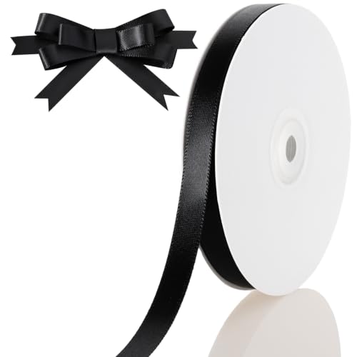 3/8 Inch Black Ribbon 50Yards – Perfect for Gift Wrapping - color: Black, size: 3/8"