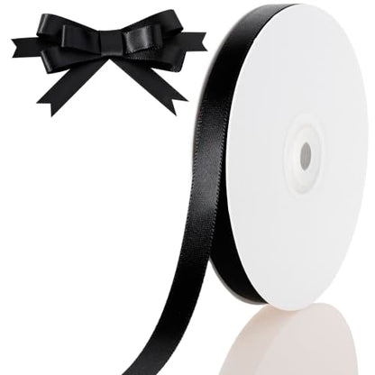 3/8 Inch Black Ribbon 50Yards – Perfect for Gift Wrapping - color: Black, size: 3/8"
