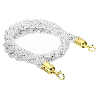 PATIKIL Stanchion Rope, 1.2m/3.9Ft Barrier Rope Twisted Post Ropes for Posts Stands Queue Divider Crowd Control of Hotel, White Golden - color: White, Golden, size: 3.9Ft
