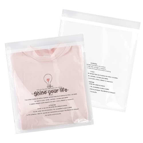 iMailer - 500 Pcs - 10" x 13" Clear Poly Bags for Clothing - Self Seal Suffocation Warning Plastic Poly Bags 1.6 Mil for Shipping, Packaging, T-Shirt - Permanent Adhesive - size: 10" x 13", style: Permanent Glue