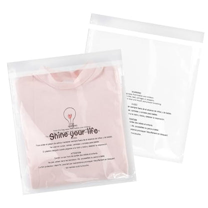 iMailer - 200 Pcs - 10" x 13" Clear Poly Bags for Clothing - Self Seal Suffocation Warning Plastic Poly Bags 1.6 Mil for Shipping, Packaging, T-Shirt - Permanent Adhesive - size: 10" x 13", style: Permanent Glue