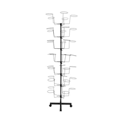 7-Tier Rotating Iron Hat Display Rack, 35 Hats Capacity 11.02LBS Load 4 Universal Wheels Independent Tier Rotation Freestanding Hat Rak Tree Metal Wig Rack for Home Retail Clothing Store (Black) - color: Black