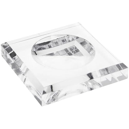 Plymor 3.5" W x 3.5" D Clear Square Egg/Sphere Base (2.5" Hole) - size: 3.5" x 3.5" x 0.75" (2.5 Dia)