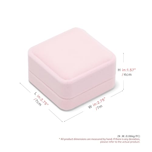 Pink Velvet Hinged Earring Gift Box - color: Pink