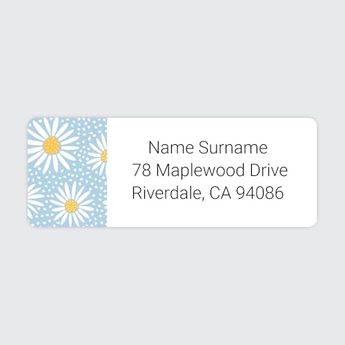Dotty about Paper Personalized Oopsy Daisies - Blue - Return Address Labels x 100 - color: Oopsy Daisies - Blue X 100