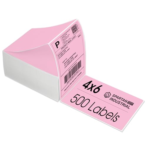 4" X 6" Pink Direct Thermal Fanfold Labels (500 Count, 1 Stack) - Printable - color: Pink