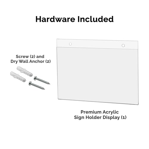 6 Pack Wall Mount Sign Holder for 8.5" x 5.5" Advertisements or Announcements in Bars Coffee Shops and Restaurants Clear Acrylic with 2 Pre Drilled Holes and Hanging Hardware by Marketing Holders - size: 8.5"W x 5.5"H