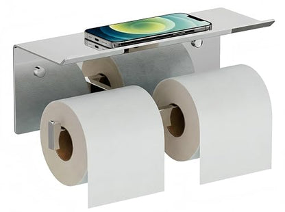 FORIOUS Toilet Paper Holder with Shelf, Commercial Toilet Paper Dispenser - color: Chrome