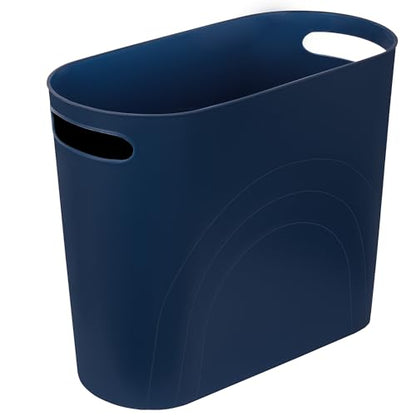rejomiik Small Bathroom Trash Can, 3.5 Gallon Slim Garbage Can, Navy - color: Navy, size: 1 pack