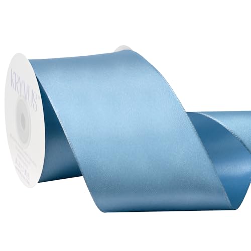 Dusty Blue Satin Wired Ribbon 2.5 Inch x Continuous 10 Yards Luxury - color: Dusty Blue, size: 2-1/2" X 10 Yards