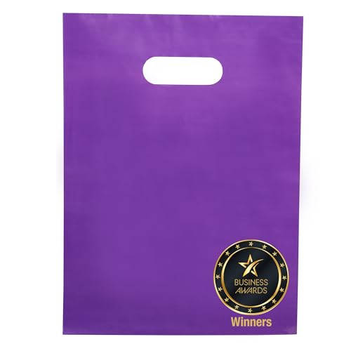Choice Marts 100 Purple Plastic Bags With Handles 12x15 Merchandise Bags - color: Purple