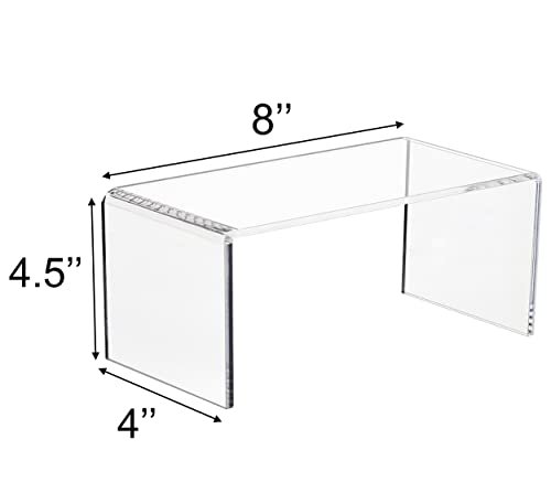 CLAY TONIC 2-PC Large Clear 5mm Thick Acrylic Display Risers, 8x4x4.5 IN - size: 8''x 4''x 4.5''