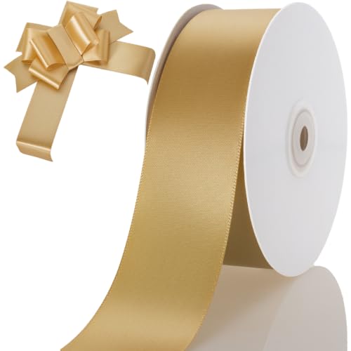 1-1/2 Inch Gold Ribbon 50Yards – Perfect for Gift Wrapping - color: Gold, size: 1-1/2"