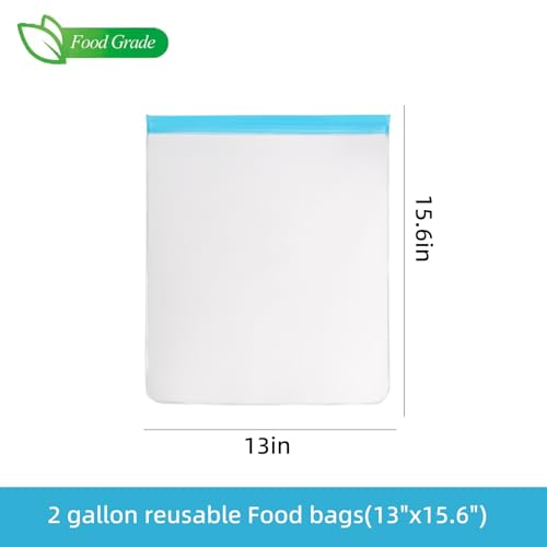 4 Pcs 2 Gallon Reusable Food Storage Freezer Bags, Large Capacity, BPA Free Reusable Food Pouches, Used For Home Food Storage And Camping (Multicolor 4 Pack)