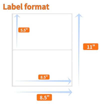 White Shipping Labels, 5.5" x 8.5", 25 Sheets (50 Labels), Matte Finish, Paper Material, 25 Count - size: 5.5"x 8.5"(2-up), style: 25 sheets
