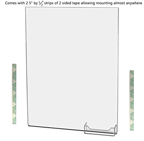 Marketing Holders 6 Pack Wall Sign Holder for 8.5" x 11" Safety Signage and 3.5" x 2 Business Cards at Construction Sites and Buildings Clear Acrylic Literature Sleeve with Double Sided Adhesive - size: 8.5"w x 11"h Pack of 6