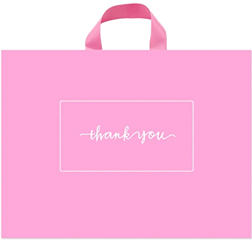 Thank You Shopping Bags - Soft Loop Handles Pink 50Pcs 17x16In - color: Pink, style: 17x16 in