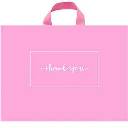 Thank You Shopping Bags - Soft Loop Handles Pink 50Pcs 17x16In - color: Pink, style: 17x16 in