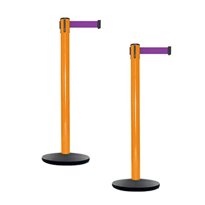 Montour Line MSI630 Set of 2 Retractable Belt Barrier Stanchions - color: Purple, size: 7.5 ft