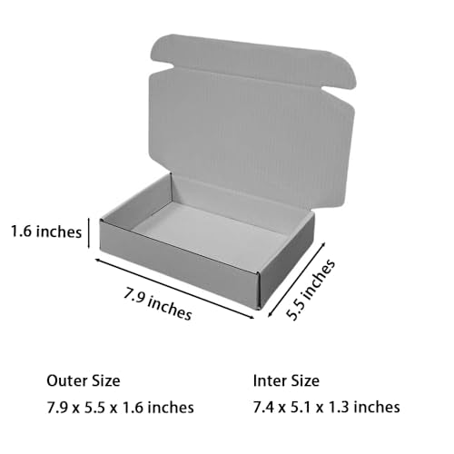 50 Pack 7.9x5.5x1.6 in Gray Shipping Boxes - color: Gray, size: 7.9x5.5x1.6 in