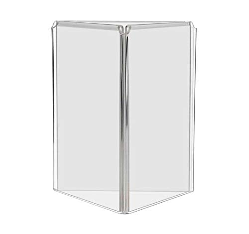 3 Sided Sign Holder Each Panel Holds 5 x 7 Inch Clear Acrylic Table Tent Printed Media Three Panel Restaurant Menu Frame Advertise Stand Sales Specials Public Notice by Marketing Holders - size: 5" x 7"
