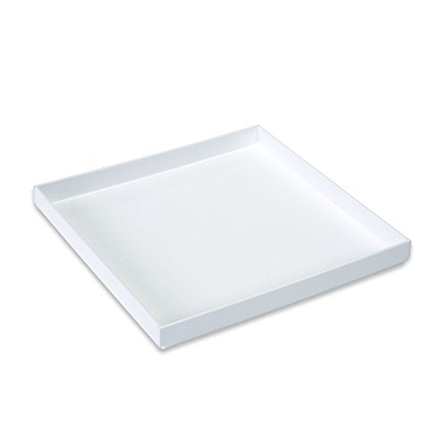 White Acrylic Organizer Tray, 10 x 10 Low-Profile Display & Vanity Tray – BPA-Free, Bathroom, Desk, Decor & Serving (Dry Use Only) - Made in USA - size: 10" x 10" x 1"