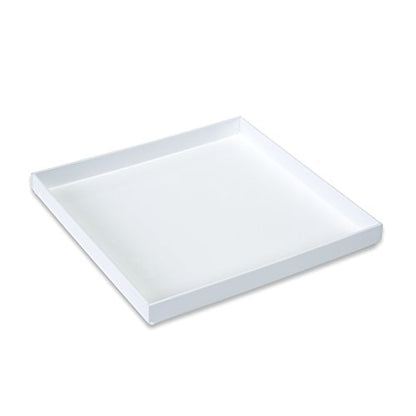 White Acrylic Organizer Tray, 10 x 10 Low-Profile Display & Vanity Tray – BPA-Free, Bathroom, Desk, Decor & Serving (Dry Use Only) - Made in USA - size: 10" x 10" x 1"