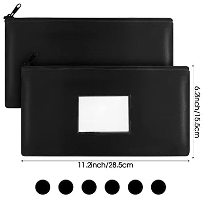 Reginary 30 Pieces Money Bank Bag with Zipper Pouch for Cash, Black - color: Black