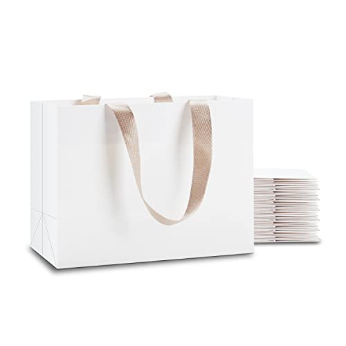 White Gift Bags with Handles, 20Pcs 8"x3.75"x6" Small - color: White, size: 8 x3.75 x6 Inch (Pack of 20)