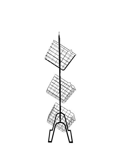 FixtureDisplays® 11 X 11 X 47.6" Black 3-Tier Metal Market Basket Floor Display Rack for Home, Kitchen, and Retail Grocery Stores 16787-NEW-NPF