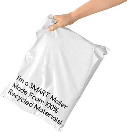200 Count, 10x13 inch 100% Recycled Poly Mailers Eco Friendly Packaging Envelopes Supplies Mailing Bags 2.5 Mil Thick - SMART Mailer - size: 10" x 13" (200 Mailers)