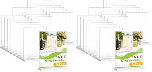 Dynta 48 Pack Acrylic Sign Holder 8.5 x 11 Inches Clear Table Sign Holder - size: 8.5x11 Inches (Pack of 2)
