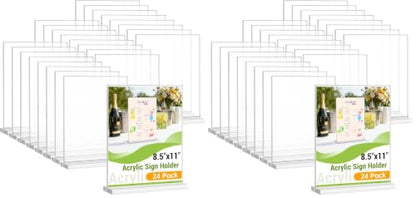 Dynta 48 Pack Acrylic Sign Holder 8.5 x 11 Inches Clear Table Sign Holder - size: 8.5x11 Inches (Pack of 2)