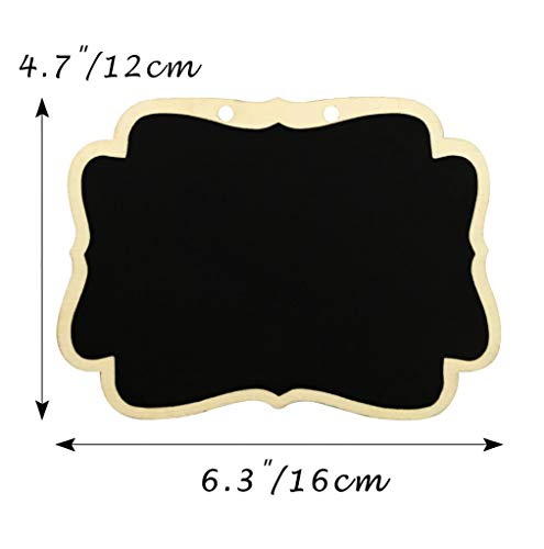 Hanging Chalkboard Signs 6.3''x4.7'' Wooden Reusable Smooth Surface Small Chalk Boards Double-Sided Little Labels for Food Pantry Beverage Baskets (Black, Pack of 6pcs)