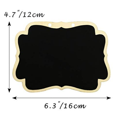 Hanging Chalkboard Signs 6.3''x4.7'' Wooden Reusable Smooth Surface Small Chalk Boards Double-Sided Little Labels for Food Pantry Beverage Baskets (Black, Pack of 6pcs)