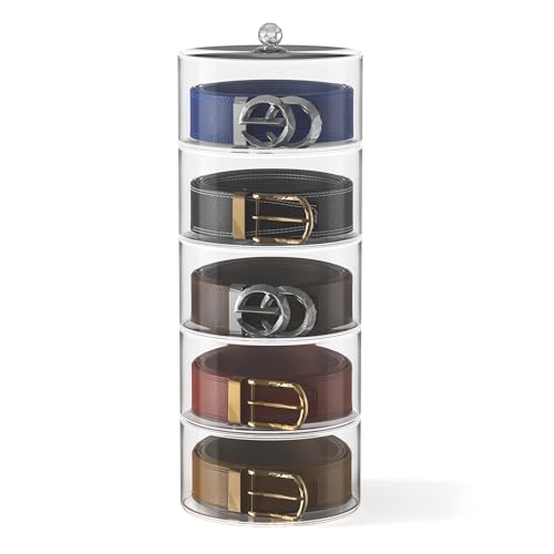Belt Organizer, 5-Tier Acrylic Belt Storage & Holder for Closet