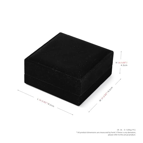 Velvet Jewelry Set Box, Black Velvet Necklace Earring Ring Organizer - color: Black