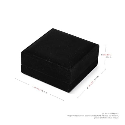 Velvet Jewelry Set Box, Black Velvet Necklace Earring Ring Organizer - color: Black