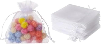 50Pcs White Mini Sheer Organza Gift Bags, 2x3 Breathable Storage Bag with Drawstring, Mesh Bags for Wedding Favor Party Pouch, for Party, Jewelry, Christmas, Festival, Bathroom Soaps,Wrapping Supplie