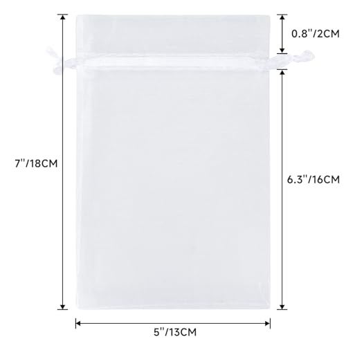 G2PLUS 25PCS White Organza Bags, 5x7 inches Sheer Mesh Jewelry Pouches - color: White