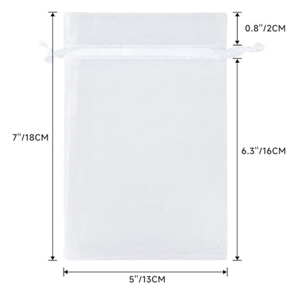 G2PLUS 25PCS White Organza Bags, 5x7 inches Sheer Mesh Jewelry Pouches - color: White