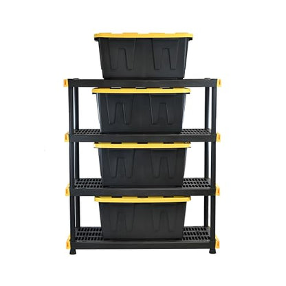 CX Heavy Duty 4-Tier Garage Storage Shelves + 4-pack 27-Gallon Bins & Lids - style: Shelf + 27 Gallon Container (4-Pack)