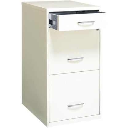 Pemberly Row 3 Drawers 27.32" Vertical White Metal Filing Cabinet Lockable Pre-Assembled Stationary Letter Size for Home, Office - color: White