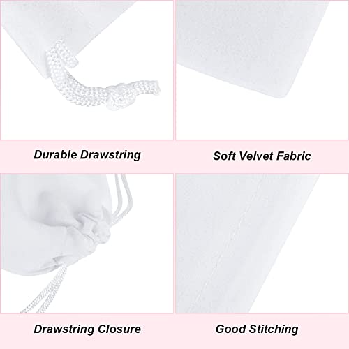 Shintop 10Pcs 3x4 Inch Velvet Drawstring Gift Bags for Wedding - color: White, size: 1 Count (Pack of 10)