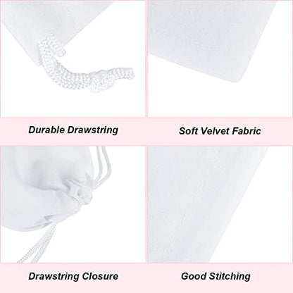 Shintop 10Pcs 3x4 Inch Velvet Drawstring Gift Bags for Wedding - color: White, size: 1 Count (Pack of 10)