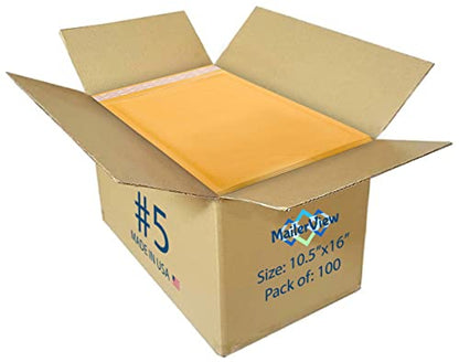Kraft Bubble Mailers 10.5x16, Self Seal Padded Envelopes #5, 100 Pack Bulk - size: 10.5"x16" / 100 Pack