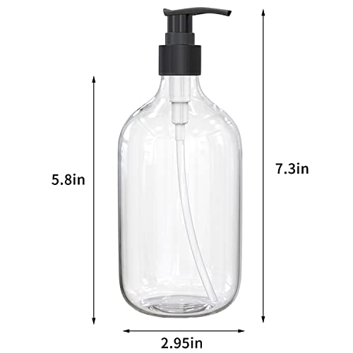 17 Ounce Clear Plastic Pump Bottle Dispenser for Essential Oil Lotion 2Pcs - size: 17 Ounce (Pack of 2)